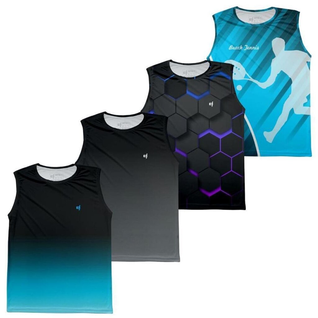 DESATIVADO_Regata Masculina Estampada Esportiva Proteção UV50+ Kit 4
