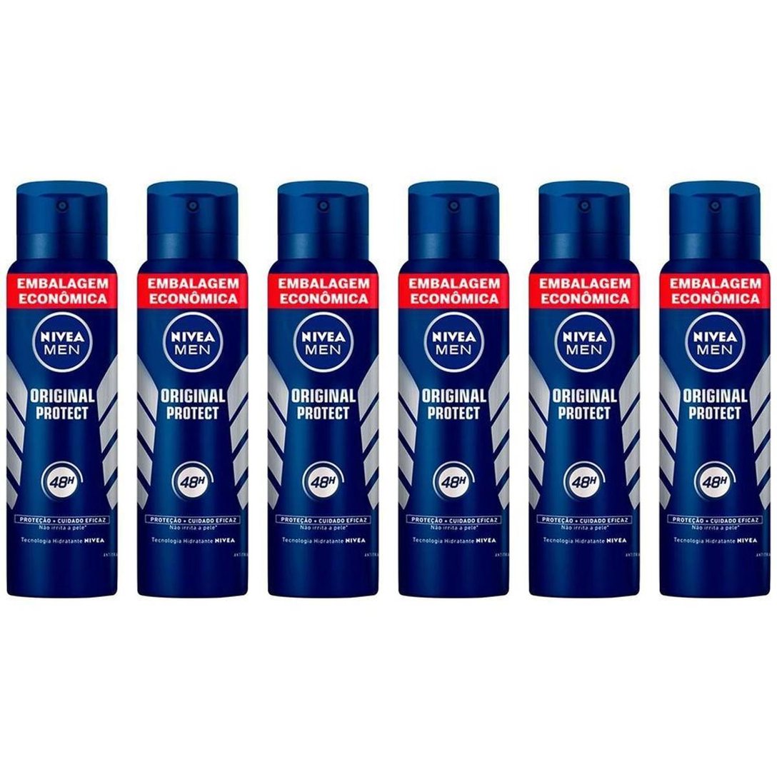 Desodorante Aerossol Antitranspirante Nivea Masculino Original Protect 200ml 6 Unidades