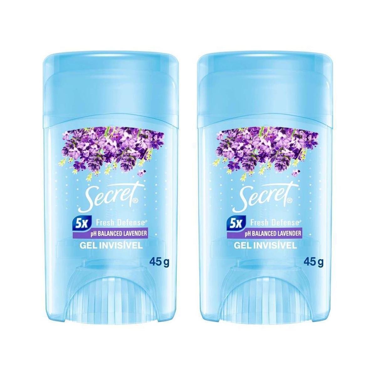 Desodorante Antitranspirante em Gel Secret - Invisible pH Balanced Lavender 45g 2 Unidades