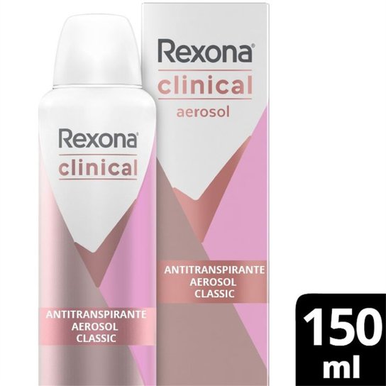 Desodorantes Antitranspirante Rexona Clinical Aerosol Classic 150ml - Incolor Menor preço em Desodorantes Antitranspirante Rexona Clinical Aerosol Classic 150ml - Incolor