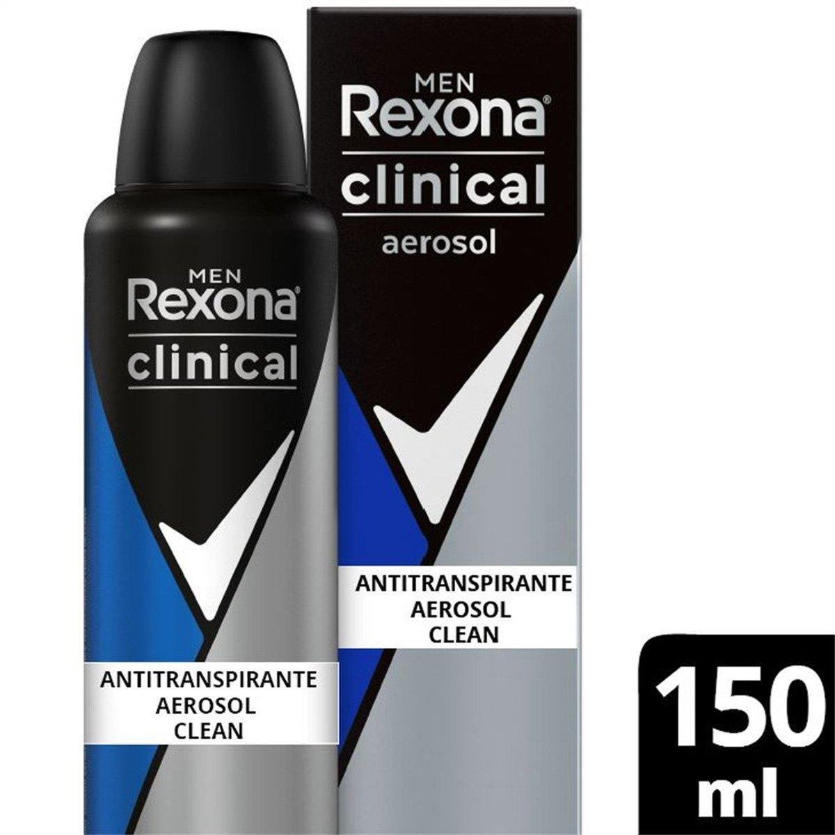 Desodorantes Antitranspirante Rexona Men Aerosol Clean Clinical 150ml Menor preço em Desodorantes Antitranspirante Rexona Men Aerosol Clean Clinical 150ml