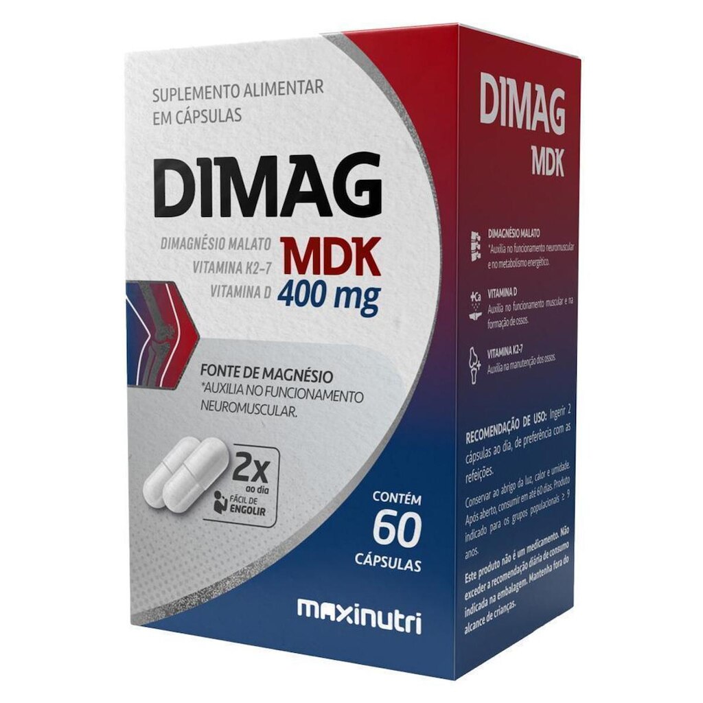 Dimag MDK Di-Magnésio Malato + Vitamina D3 e K2-7 Maxinutri