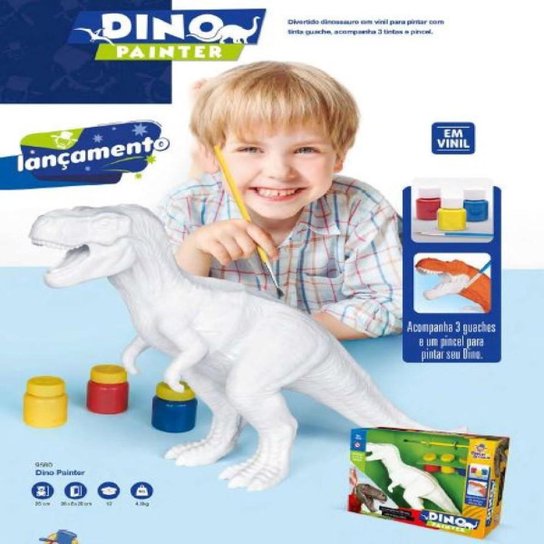 Dinossauro Dino Painter para Colorir com Tinta Guache Mister Brinquedo Infantil Interativo - Colorido Menor preço em Dinossauro Dino Painter para Colorir com Tinta Guache Mister Brinquedo Infantil Interativo - Colorido