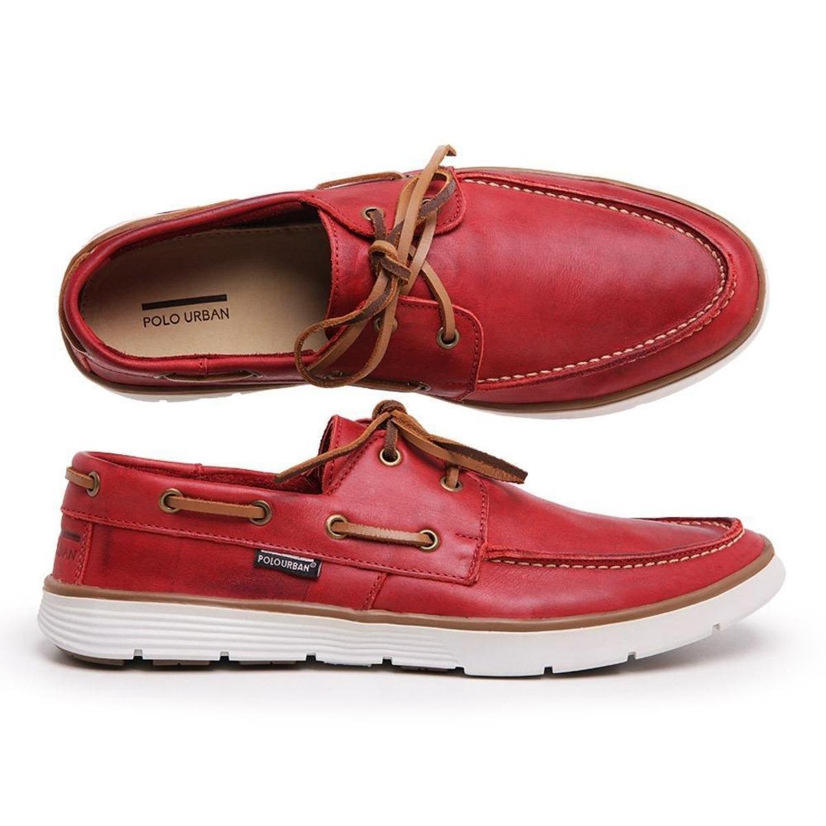 Dockside Couro Oldsen Legítimo Masculino - Vermelho | Netshoes