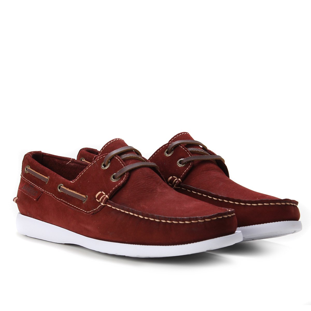 Docksider Couro Samello Básico Nobuck Masculino - Vinho | Netshoes