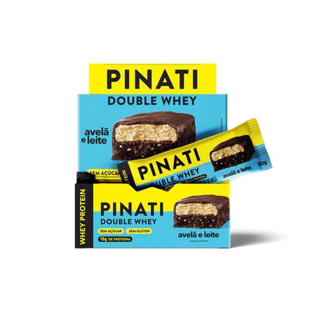 Double Whey Sabor Avelã e Leite 50g 12 Unidades Pinati