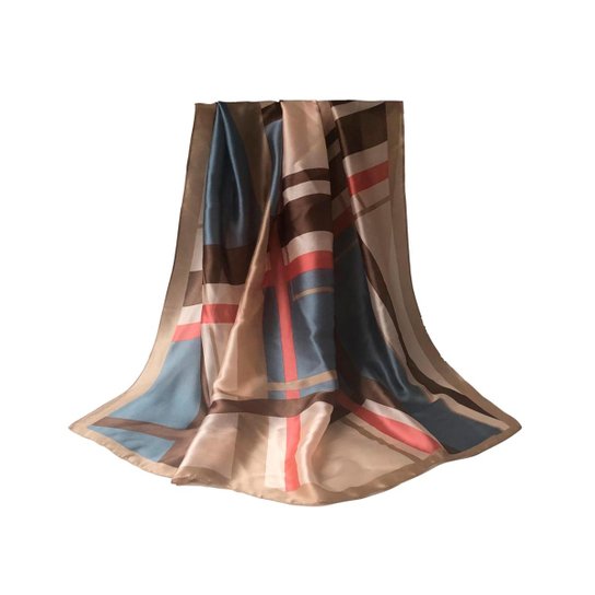 Echarpe Foulard Geometrico 90 x 180 cm - Marrom