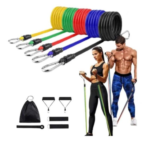 Elástico Extensor 11 Itens musculação Treino Funcional - Colorido Menor preço em Elástico Extensor 11 Itens musculação Treino Funcional - Colorido