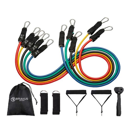 Elástico Extensor Bravus Sport Tubing Pro 11 Peças - Preto Menor preço em Elástico Extensor Bravus Sport Tubing Pro 11 Peças - Preto