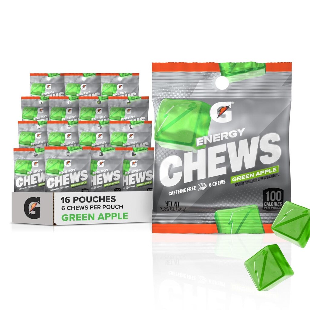 Energy Chews Gatorade, maçã verde, sem cafeína, pacote de 30 g e 16