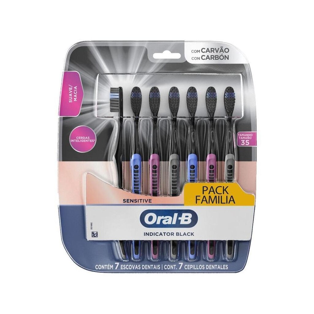 Escova de Dente Oral-B Indicator Black 7 Unidades