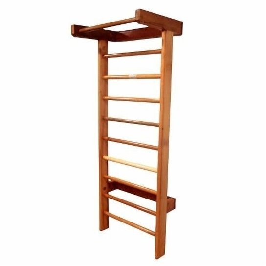 Espaldar Madeira Com Barra Fixa Com 10 Pinos - Marrom Menor preço em Espaldar Madeira Com Barra Fixa Com 10 Pinos - Marrom