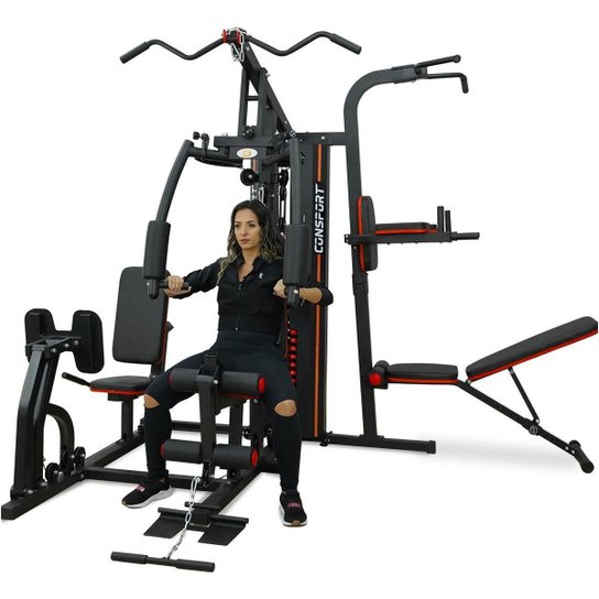 Estação de Musculação PREMIUM - CONSPORT - Preto+Vermelho Menor preço em Estação de Musculação PREMIUM - CONSPORT - Preto+Vermelho
