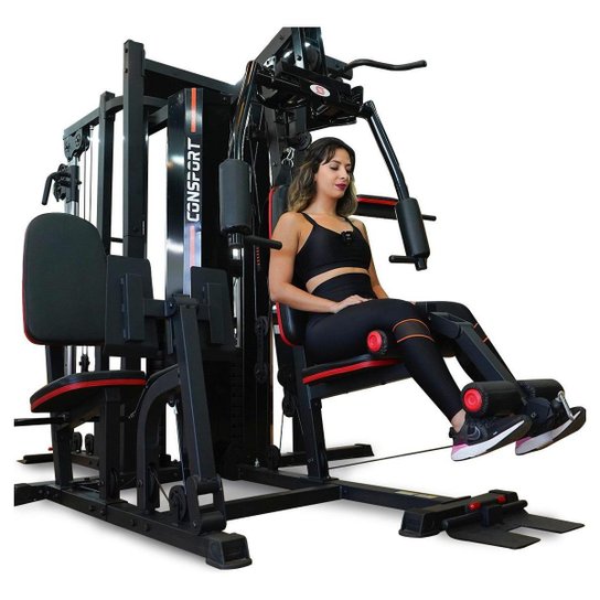 Estação De Musculação Profissional Completo 2 Torres De 80Kg Com Puxadores - Preto+Vermelho Menor preço em Estação De Musculação Profissional Completo 2 Torres De 80Kg Com Puxadores - Preto+Vermelho