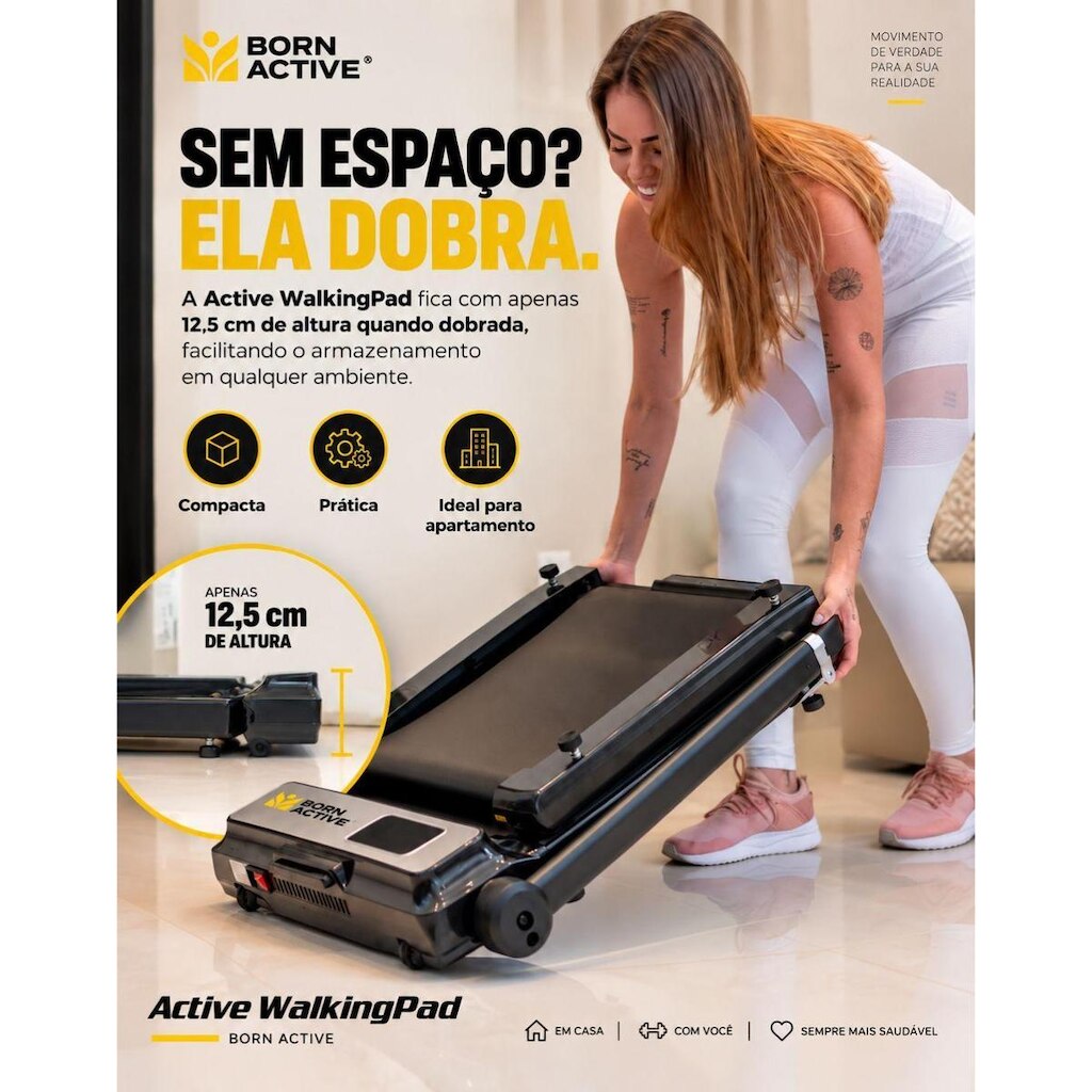 Esteira Dobrável Super Leve Portátil Eletrica Active WalkingPad  Born Active