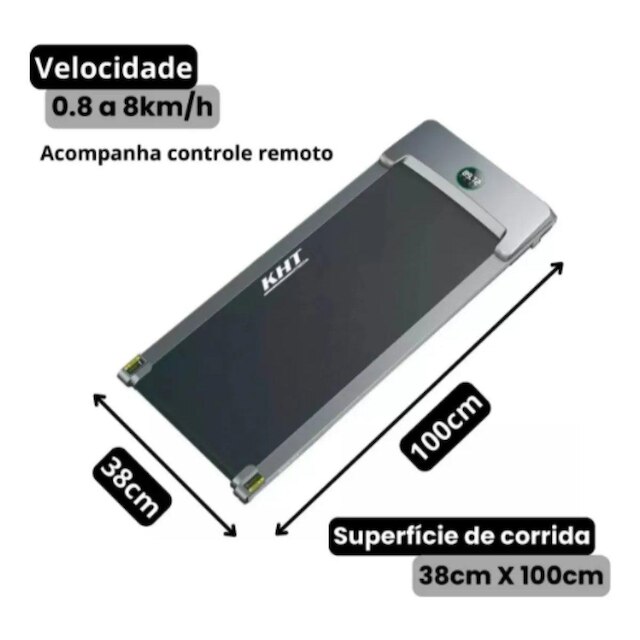 Esteira Ergométrica Elétrica KHT Slim Dobrável Compacta Com Alça