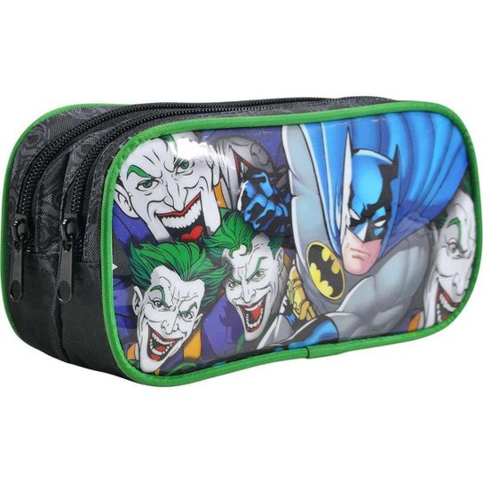 Estojo Duplo Escolar Infantil Batman Coringa Mad House - Cinza Menor preço em Estojo Duplo Escolar Infantil Batman Coringa Mad House - Cinza