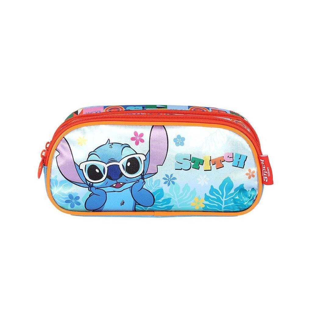Estojo Escolar Luxcel Stitch Azul Floral