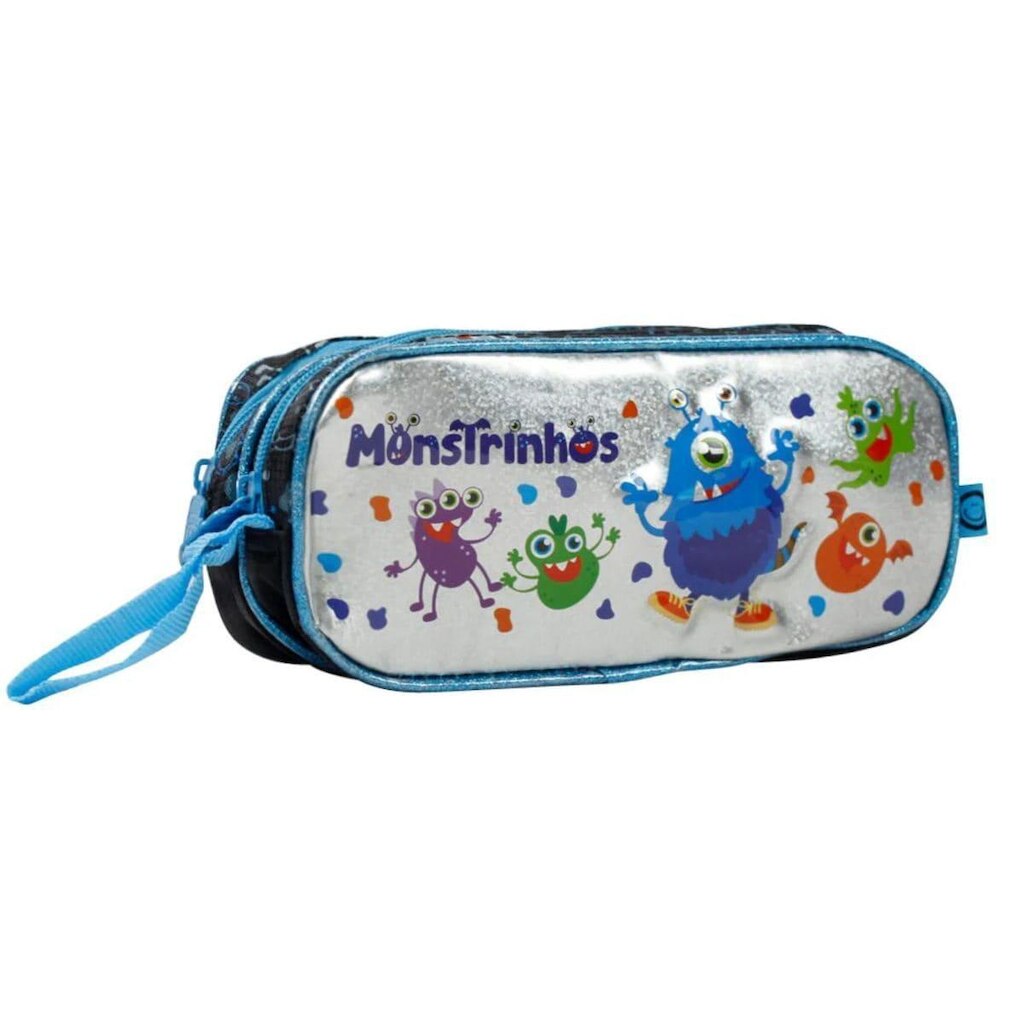 Estojo Monstrinhos Infantil Escolar FT7117F - Vermelho - Único