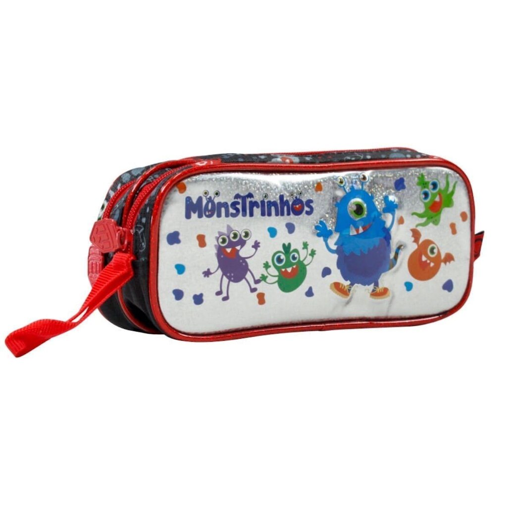 Estojo Monstrinhos Infantil Escolar FT7117F - Vermelho - Único
