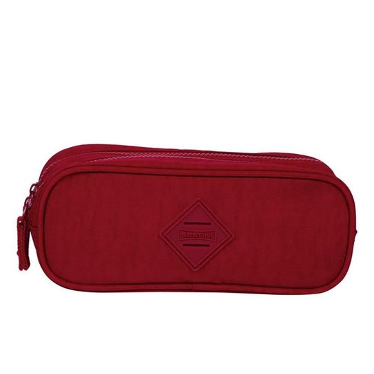 Estojo Sestini 2 Compartimentos Crinkle Vermelho - Vermelho Menor preço em Estojo Sestini 2 Compartimentos Crinkle Vermelho - Vermelho