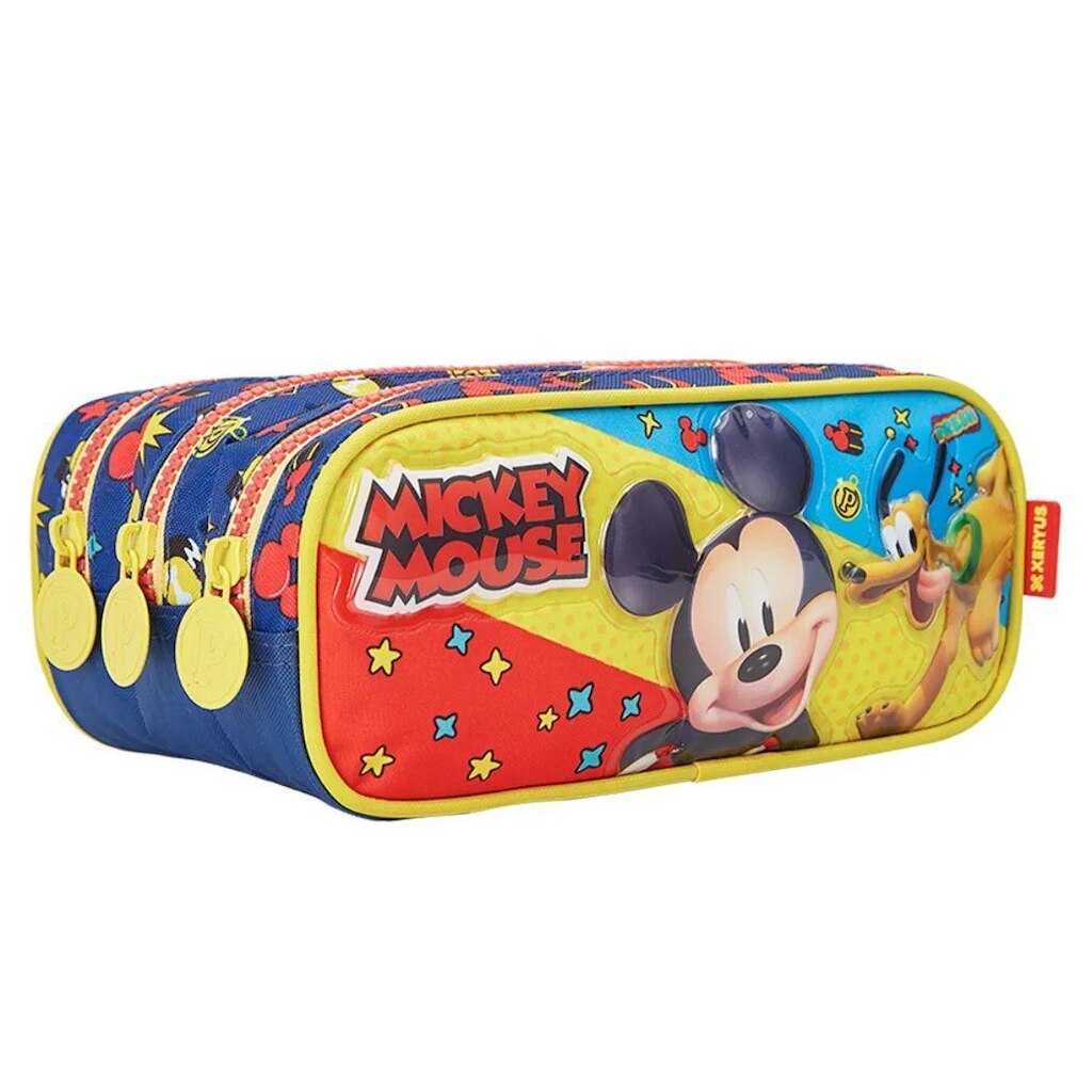 Estojo Triplo Escolar Mickey Mouse Disney Escolar Infantil Xeryus 13275