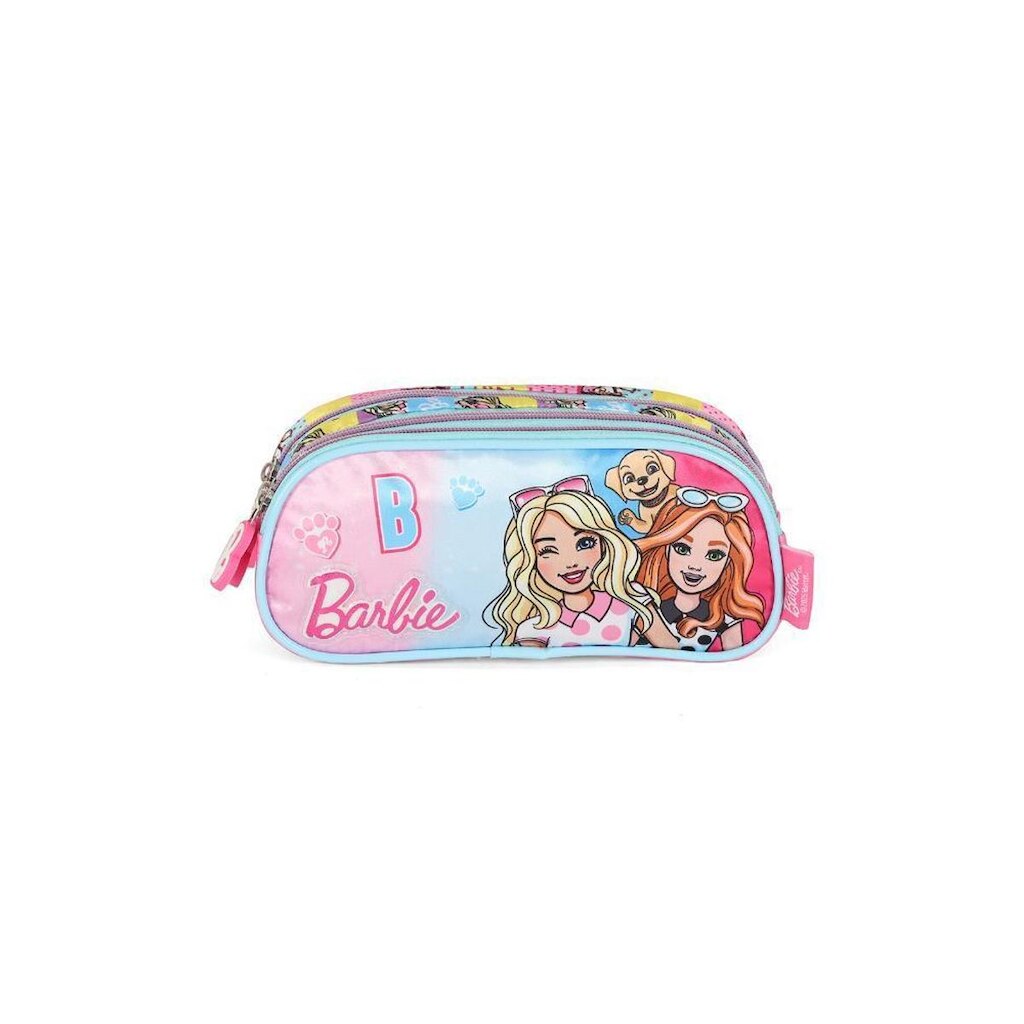 Estojo Triplo Infantil Médio Barbie Náilon Estampado