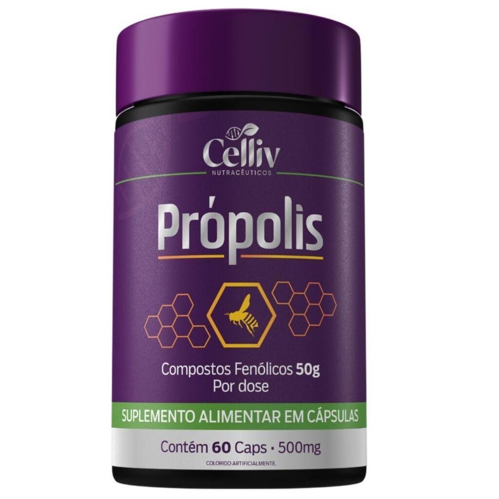 Extrato de Próp0lis 60 Capsulas de 500mg Celliv