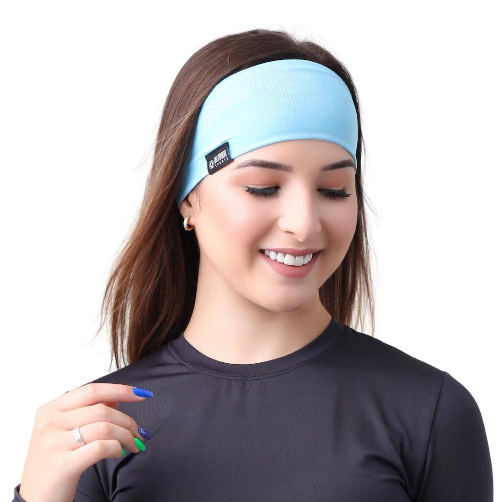 Faixa De Cabelo Headband Azul Celeste Esporte Ciclismo Academia Moto