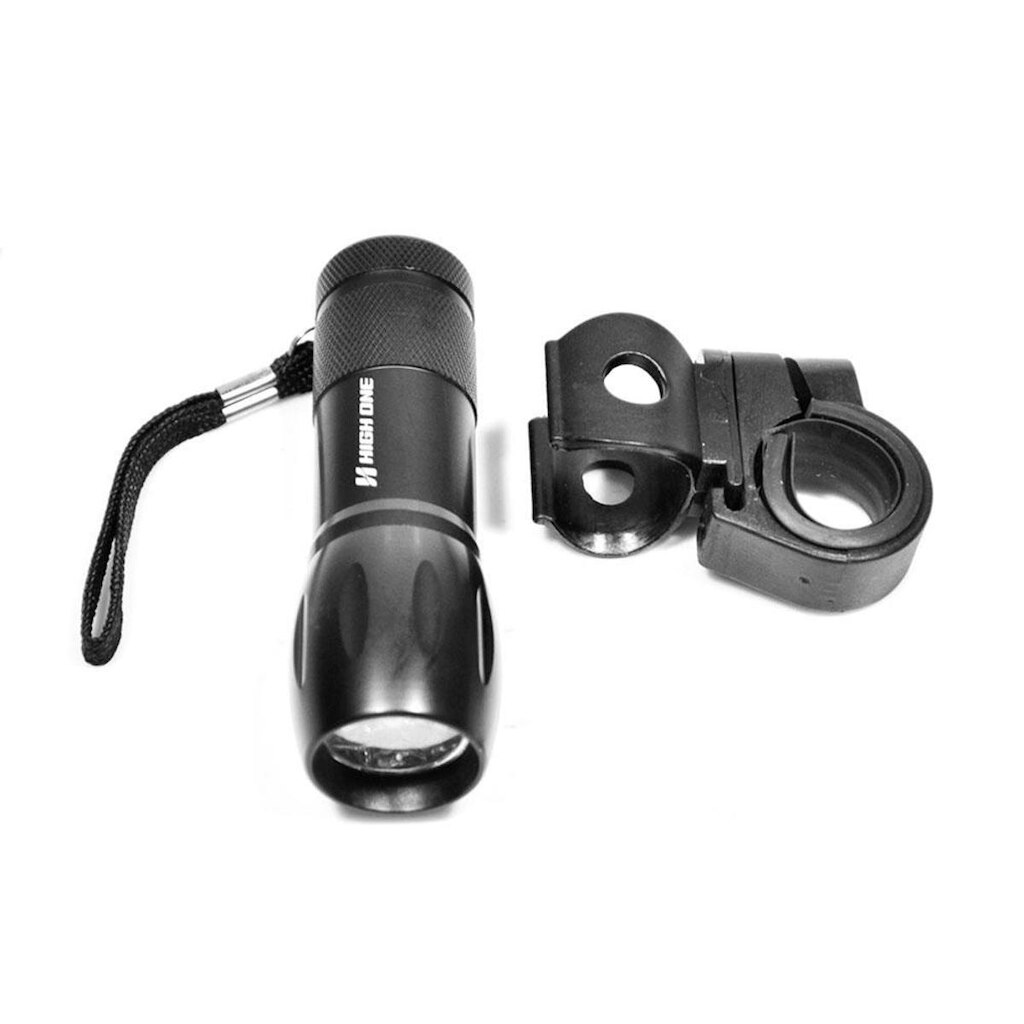 Farol Bike 9 Leds Com Suporte Plástico e Bateria Preto High One