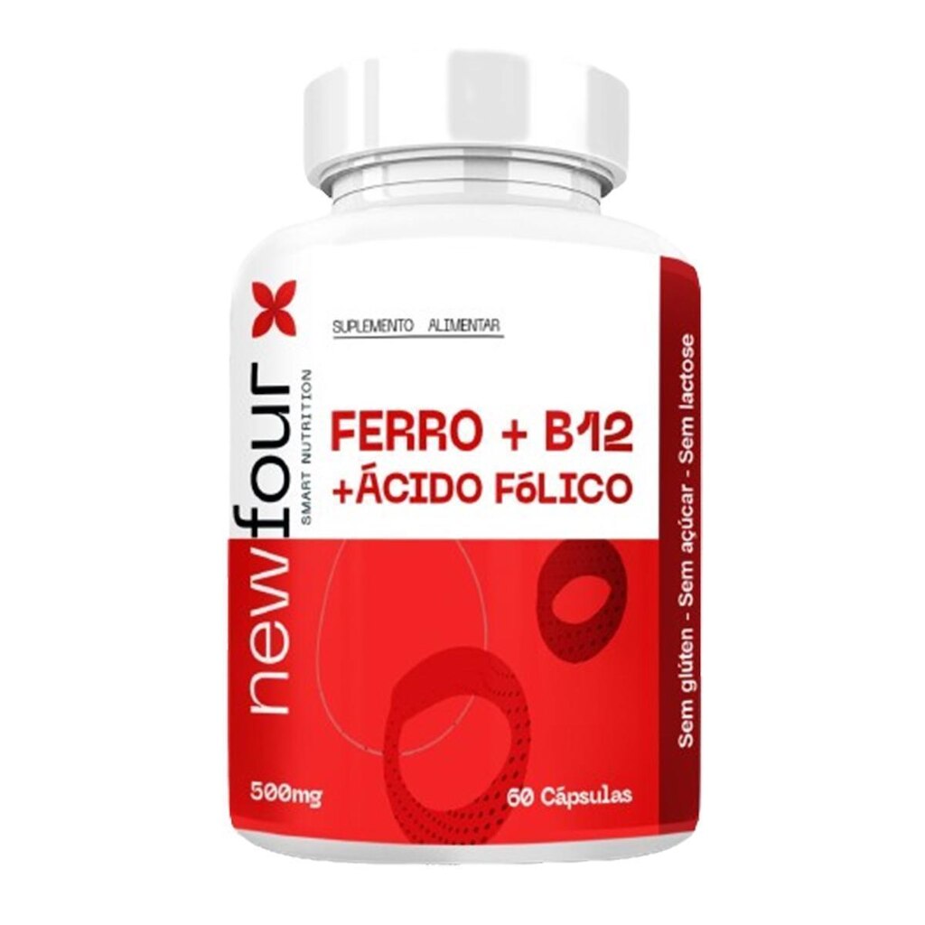 Ferro + Vitamina B12 + Ácido Folico 60 Cápsulas 500mg - New Four