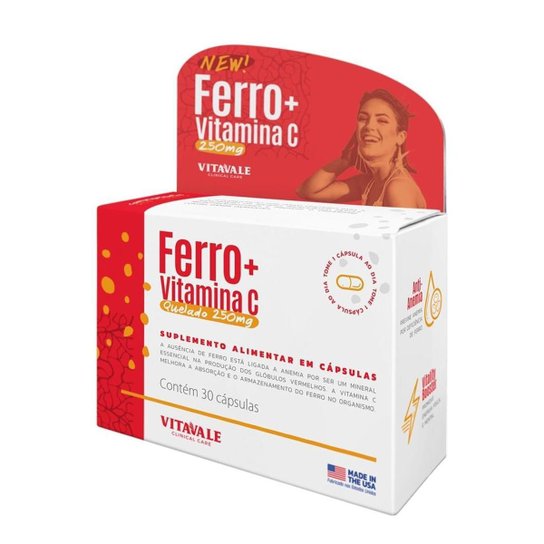 Ferro Vitamina C Vitavale 30 Capsulas Sem Sabor Netshoes
