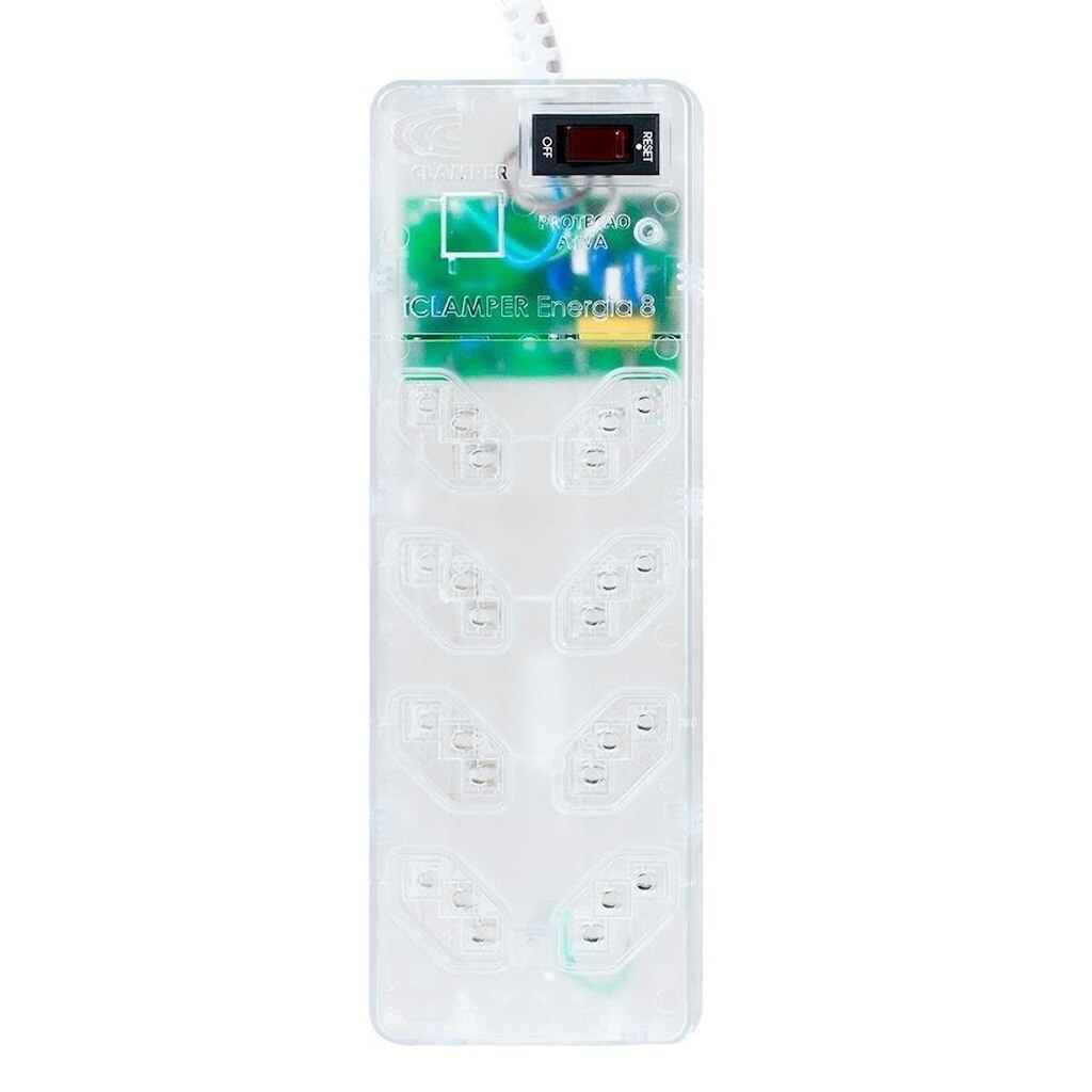 Filtro de Linha + DPS iClamper Energia 8, 8 Tomadas, Bivolt, Transparente-26776