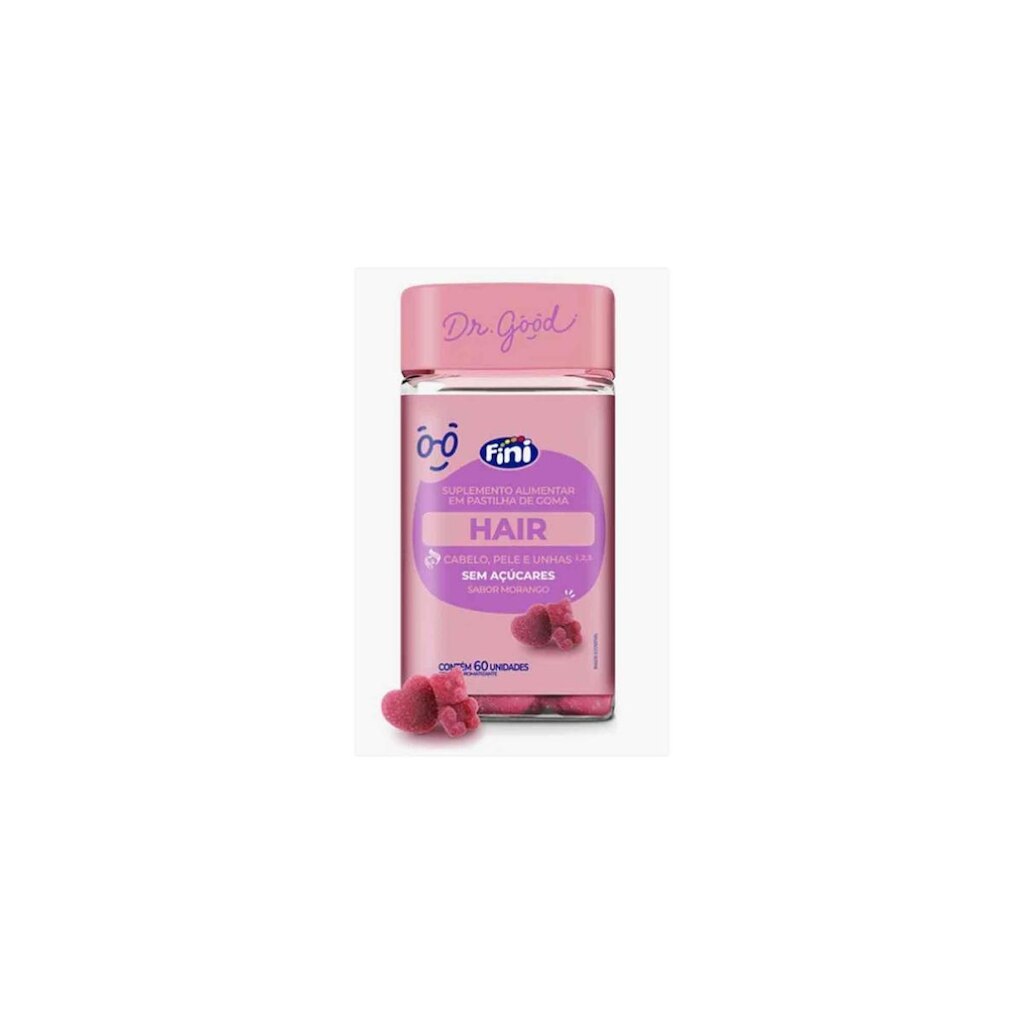 Fini Hair Gummy Sabor Morango 60 Gomas Fini Dr Good