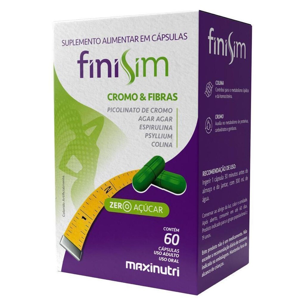 Finisim Cromo e Fibras 60 Cápsulas Maxinutri