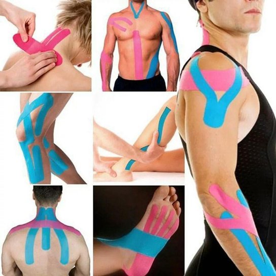 Fita Kinesio Tape Bandagem Elástica Adesiva Taping Sport Rosa - Rosa Menor preço em Fita Kinesio Tape Bandagem Elástica Adesiva Taping Sport Rosa - Rosa