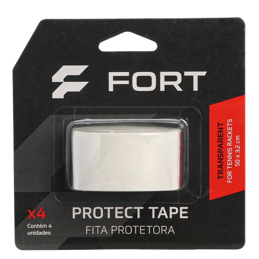 Fita Protetora Fort Para Raquete De Tênis - Com 04 Unidades Transparente