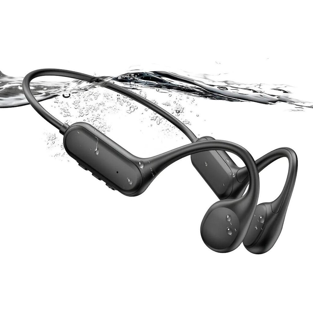 Fone de Condução Óssea Bluetooth 5.3, IPX8 À Prova Dágua, 32GB Mem Interna, Natação e esp. Aquáticos