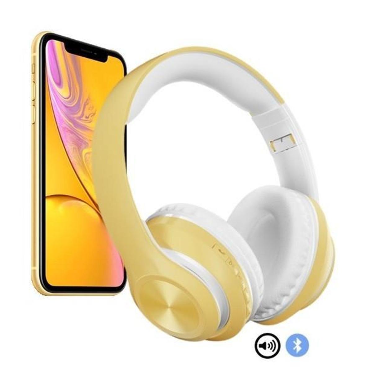 Fone De Ouvido Bluetooth 5.0 Dobrável Sem Fio P68 - Amarelo | Netshoes