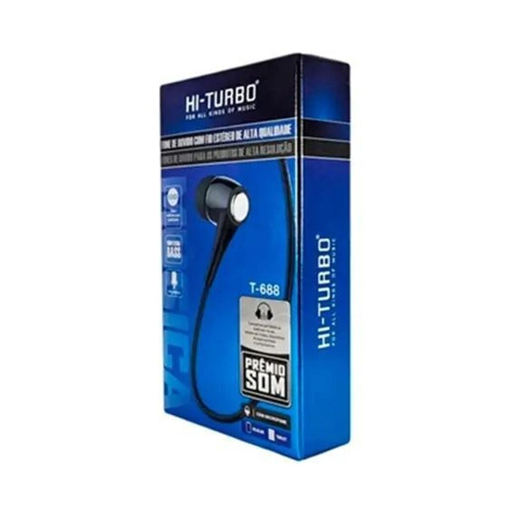 Fone de Ouvido com Fio estéreo de Alta Qualidade Com Microfone Hi-Turbo