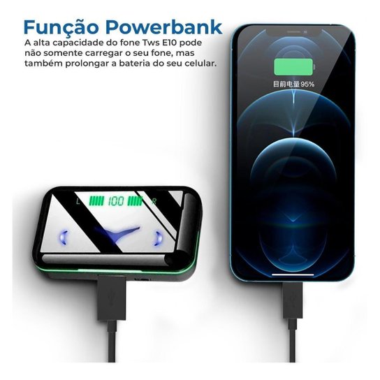Fone de Ouvido Gamer E10 Sem Fio com Microfone e LED