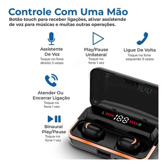 Fone de Ouvido Gamer E10 Sem Fio com Microfone e LED