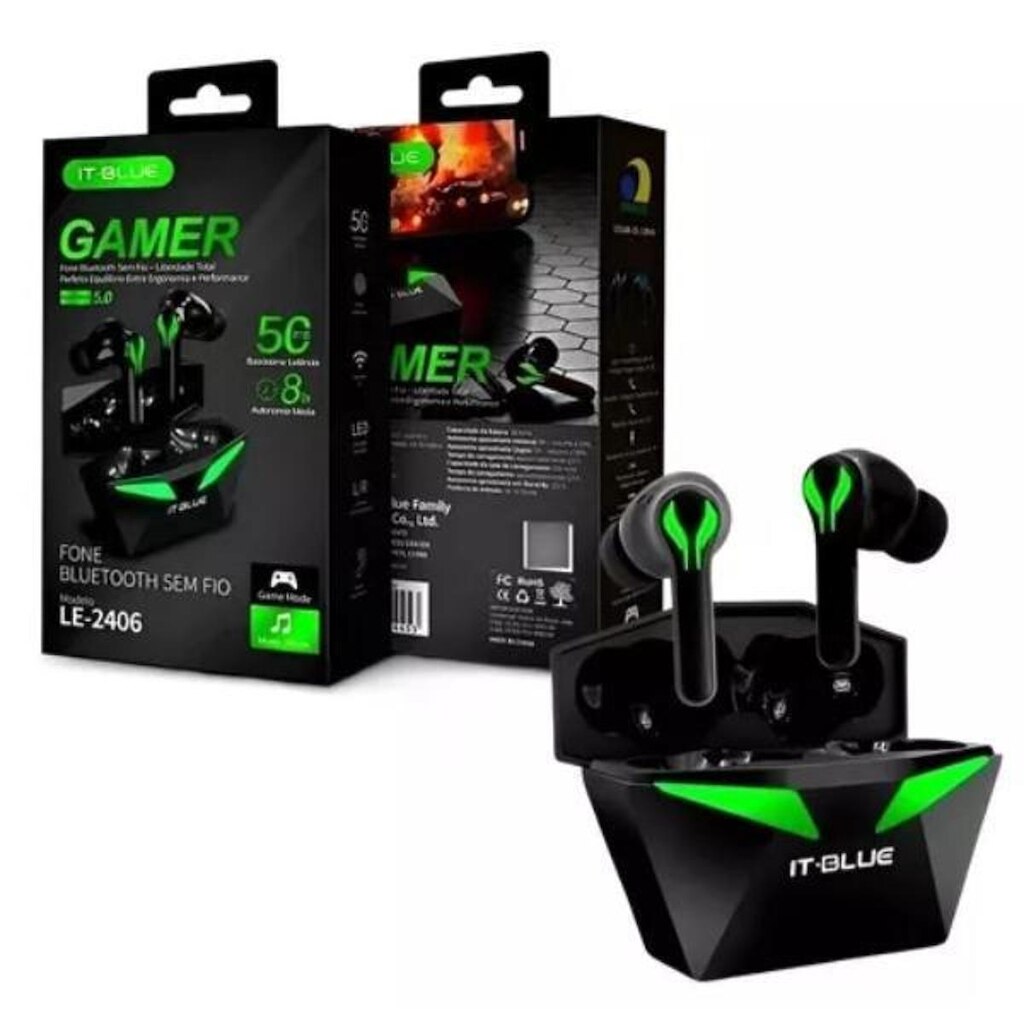 Fone de Ouvido Gamer sem Fio Bluetooth 5.3 Wireless IT-BLUE LE-2406