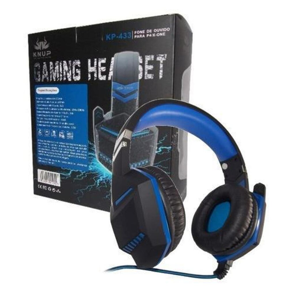 Fone de Ouvido Gamer Som 7.1 com Fio Headset Knup 433