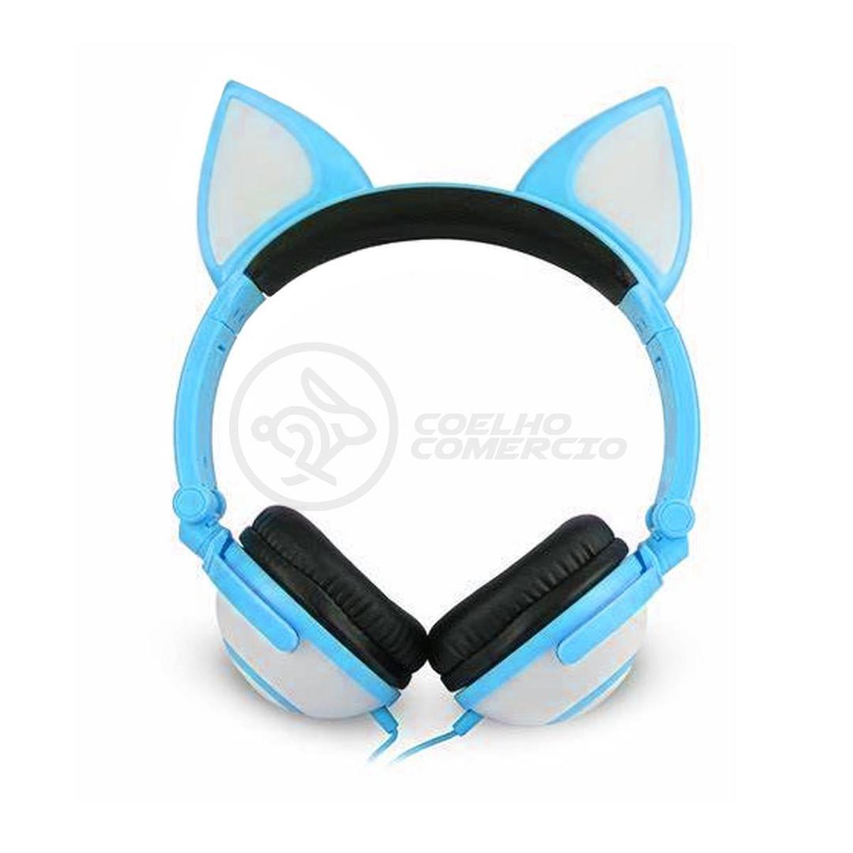 Fone de Ouvido Gatinho Fox Sem Fio Com Led Orelha Gato Dobrável Infantil  Microfone H'Maston - Azul - Branco | Netshoes