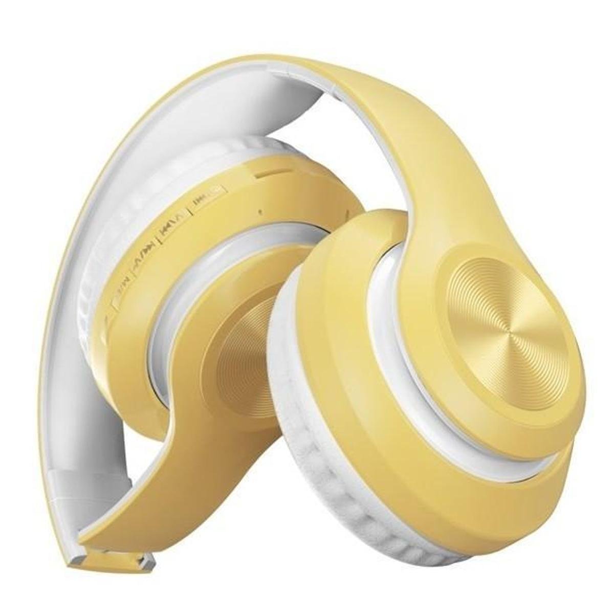 Fone De Ouvido Headset Bluetooth 5.0 Dobrável P68 - Amarelo | Netshoes