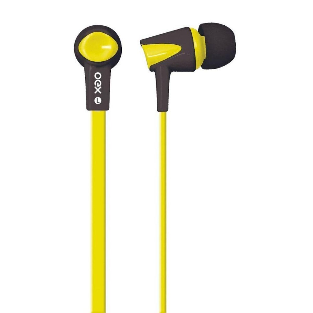 FONE DE OUVIDO INTRA AURICULAR OEX FN203 AMARELO E PRETO