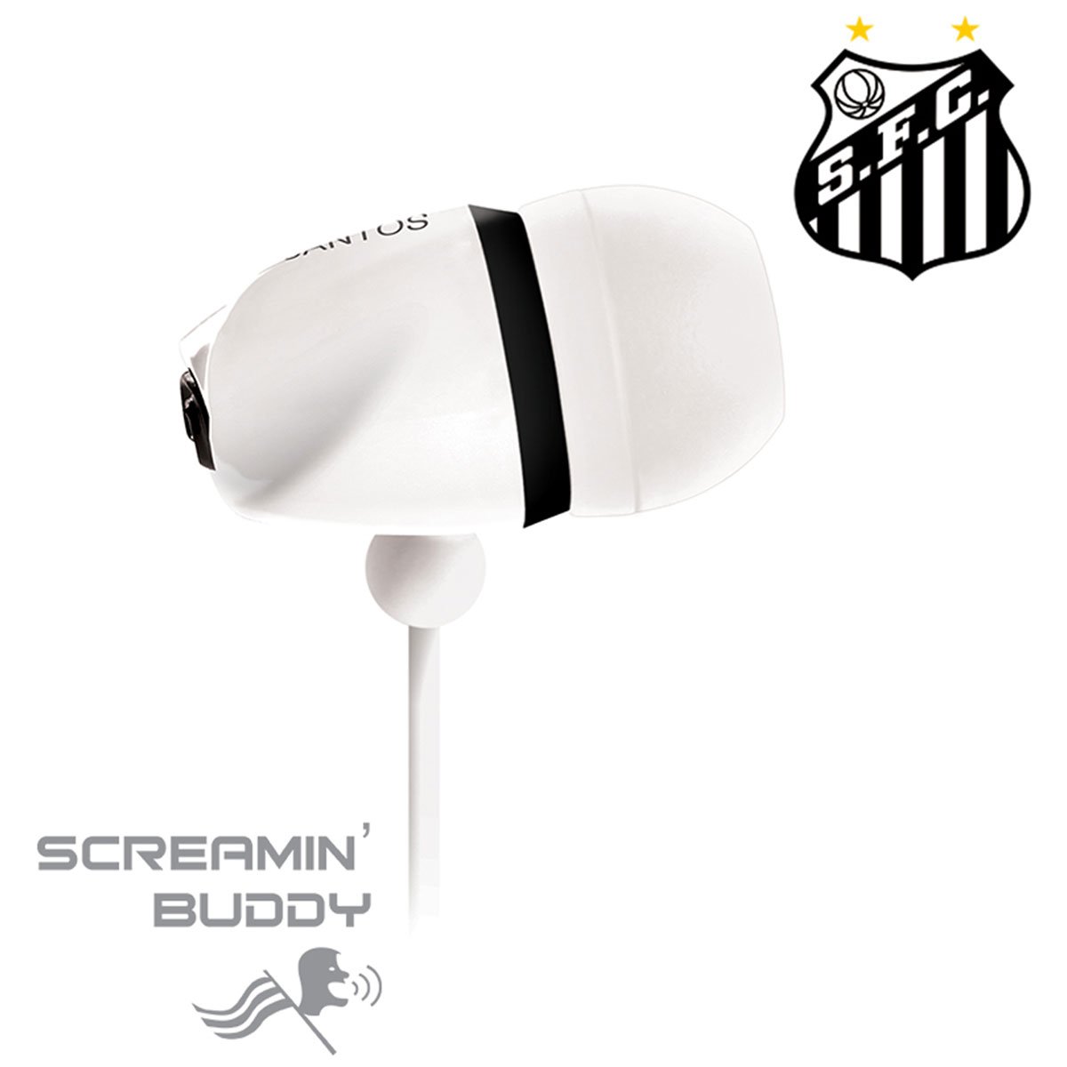 Fone de Ouvido Santos Waldman Screamin'Buddy - Branco+Preto | Netshoes