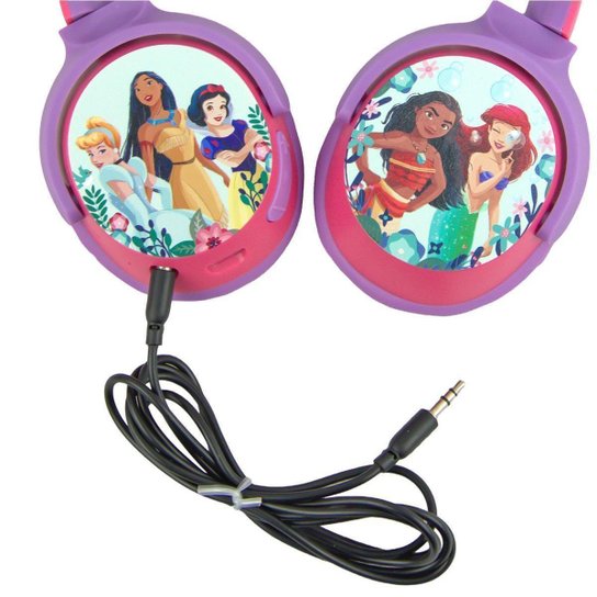Fone de Ouvido Sem Fio Bluetooth Microfone Infantil Disney Princesas Ajustável