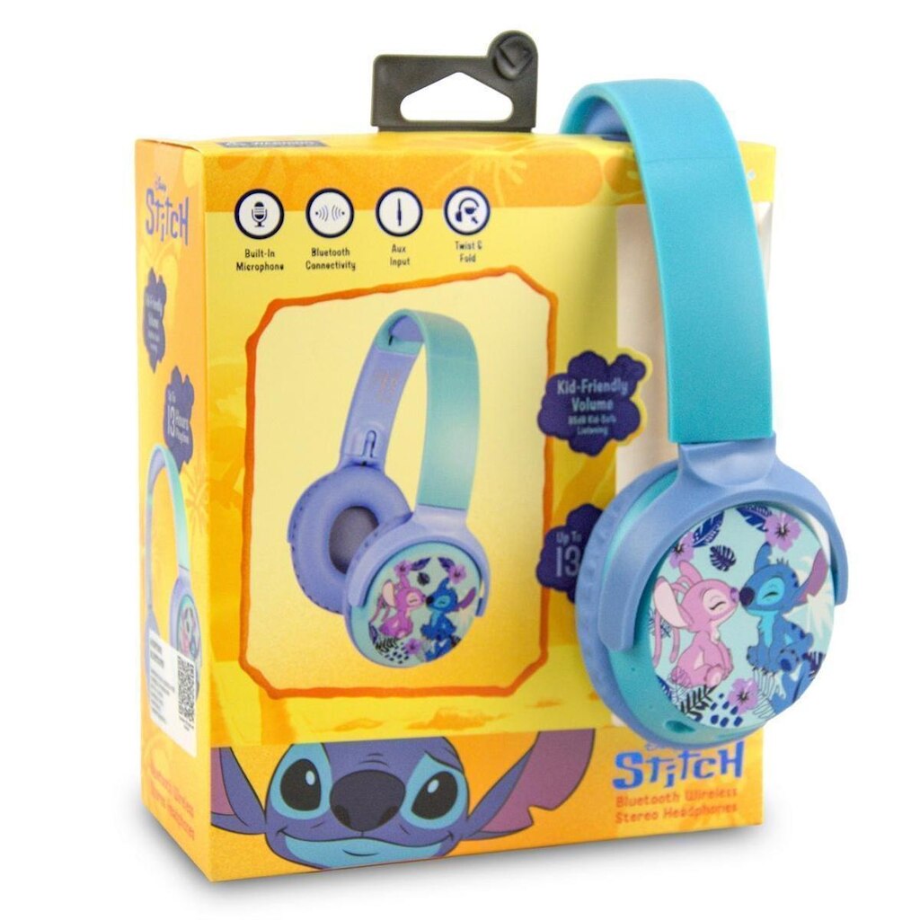 Fone de Ouvido Sem Fio Bluetooth Microfone Infantil Disney Stitch Ajustável